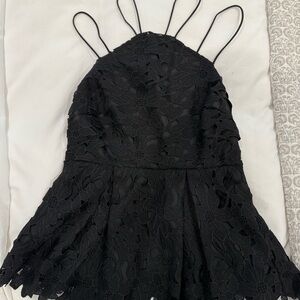 Forever 21 Black Lace Strappy Peplum Top